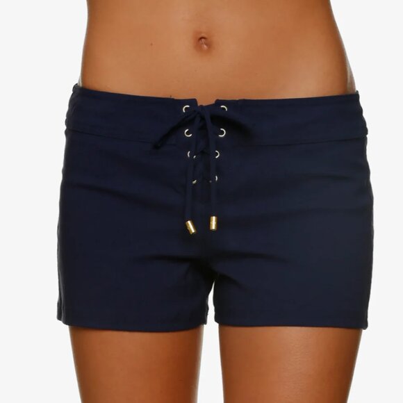 NEW Board Shorts HELEN JON 4"  lace up in navy blue NWT - Picture 1 of 3